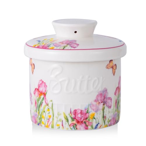 AMIEENOR Beurrier Breton à Eau en Céramique – Conserve le Beurre Mou et Frais sans...