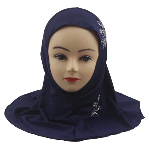 Girls Muslim Hijab Scarf Shawls Islamic Arab Hijabs Headscarves Rhinestone Flowers2