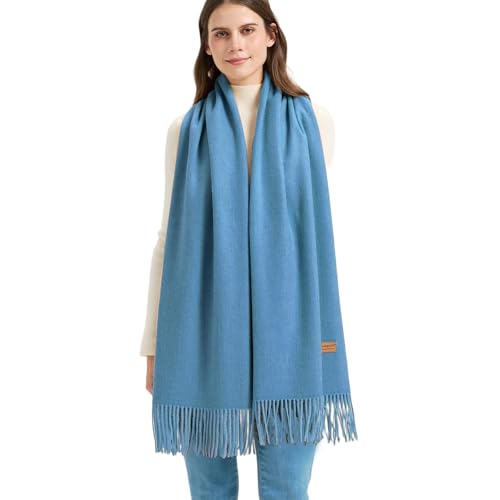 Foulard cachemire hiver pashmina femmes bleu