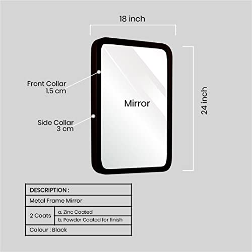 Image of Quality Glass Wall Mirror Rectangular Mirror with Metal Frame Mirror for Bathroom, Living Room, Vanity Decorative Wall Mirror Wall Mounted (18X24 Inches) - Black