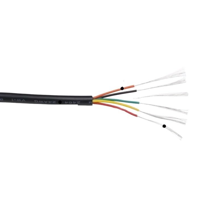 MNUPL Cable enfundado UL2464 de 10M, 30, 28, 26, 24, 22, 20, 18, 16AWG, Cable de señal de Cobre, 2, 3, 4, 5, 6, 7, 8, 9, 10 núcleos, Cable de Audio electrónico(Black 24AWG,10 Meters_7 Cores)