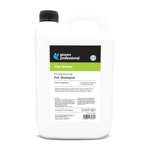 GROOM PROFESSIONAL Aloe Wonder Dog Shampoo - Soothing Relief for Itchy or Sensitive Skin - Hydrates Dry Flaky & Irritated Skin - Gentle Formula for Puppy/Dogs - Relieves Itching w/Aloe Vera 4L