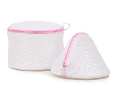 2015 Bra Wash Laundry Portable Mesh Bag with Plastic Frame Construction White color (Cylinder)