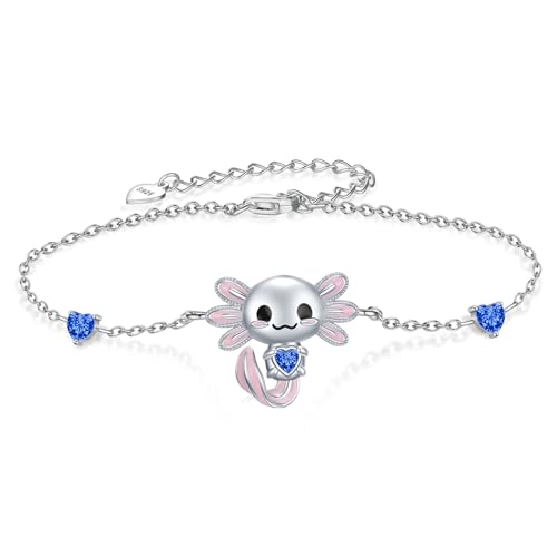 Axolotl Bracelet 925 Sterling Silver Cute Animal Bracelet Axolotl Jewelry Gift for Women