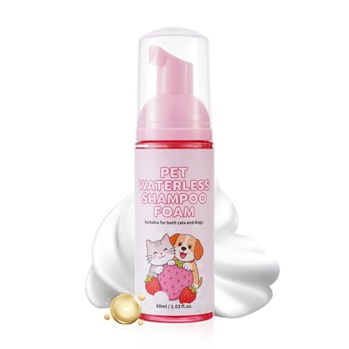 Champú para perros – 60 ml de espuma suave de conejillos de indias sin agua – Champú para mascotas pequeñas | para perros, , cachorros, conejos, erizos, hámsteres, deslizadores de azúcar