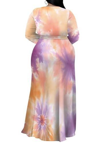 Image of PinkPatty Women's Plus Size Long Sleeve Maxi Dress Casual V Neck Slit Tie Waist Wrap Dresses for Party Cocktail