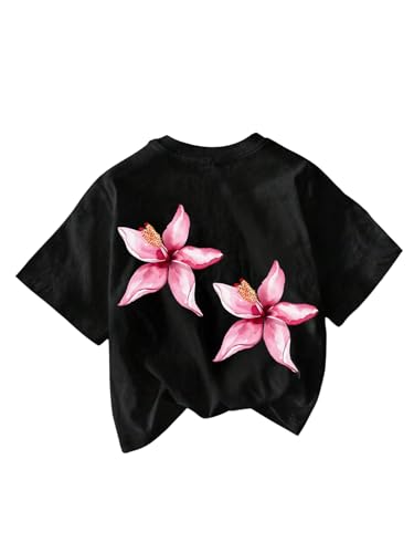 Image of RoseSeek Women's Graphic Letter Tee Crew Neck Drop Shoulder Trendy Summer T Shirt Short Sleeve Vintage Car Print Top