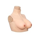 Cyomi Silikonbrüste Crossdresser Mastektomie Drag Queen Cosplay Tops mit hohem Kragen und Silikonprothesen, Cup E, No.1