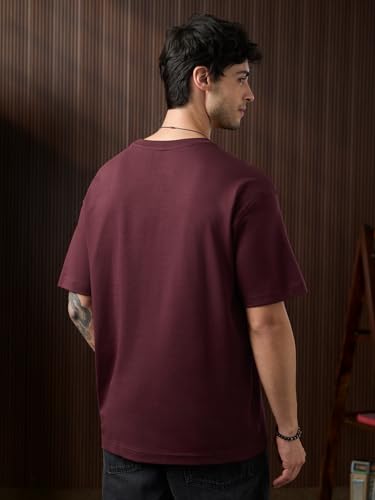 Image of The Souled Store Originals : Kalyuga Oversized T-Shirt for Men Boys Cotton Casual Half Sleeves Baggy Loose Fit Drop Shoulder Round Neck Grey