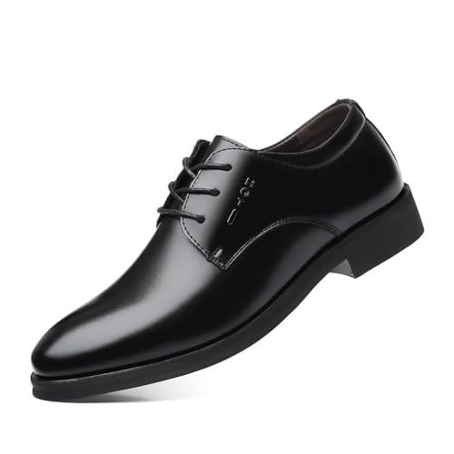 Leather Shoes Breathable Casual Business Leather Shoes Versatile Pointed lace-up Wedding Shoes Oxfords(Black,6.5)2