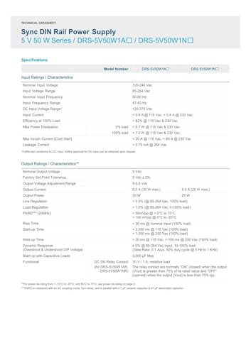 Alimentation 5V 6A stable à découpage DRS-5V50W1AZ haute efficacité 50W - 5