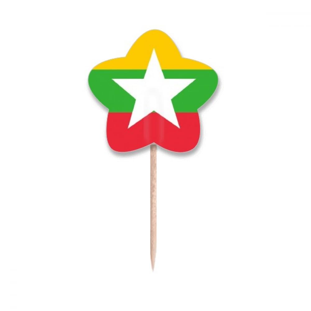 Cure-dents drapeau Myanmar lot de pics en bois pour decoration cocktail et cupcake