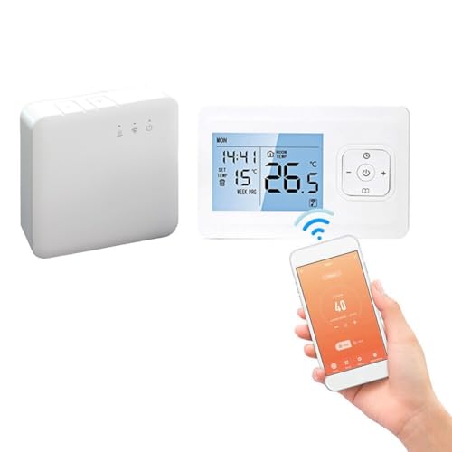 Jonikuper Termostato inteligente para habitación WiFi, termostato inteligente inalámbrico programable, para caldera de gas, calefacción de agua caliente, control remoto de aplicación, bloqueo infantil