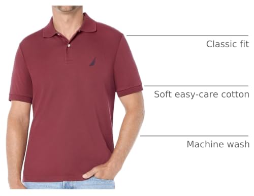 Image of Nautica Men's Classic Fit Short Sleeve Dual Tipped Collar Polo Shirt