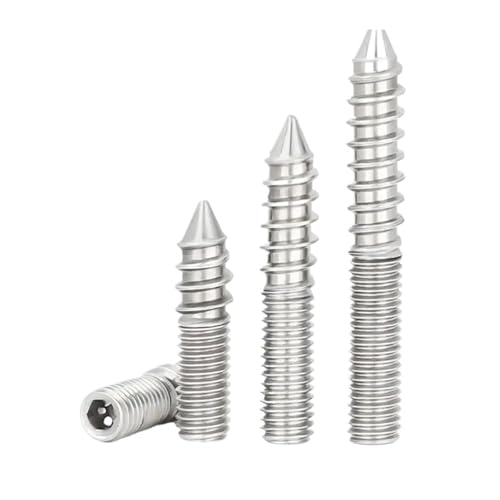 304ステンレス鋼ハンガーボルト木材から金属ダボ両端家具固定セルフタッピングネジスレッドスタッド(M10x30 2Pcs)