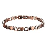 Copper Anklet For Women Jewelry Heart Design WithMagnets 白鳥のブレスレット (Bronze, One Size)#0721