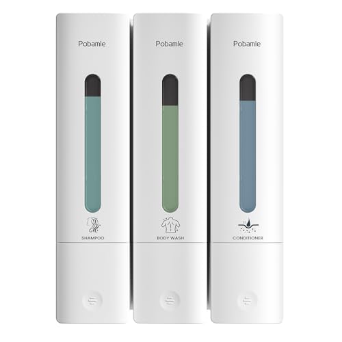 Pobamle Shampoo and Conditioner Dispenser - Shower Soap Dispenser Wall