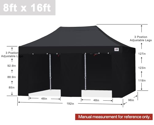 Image of ABCCANOPY Commercial Pop Up Canopy Tent with Sidewalls 8X16,Black