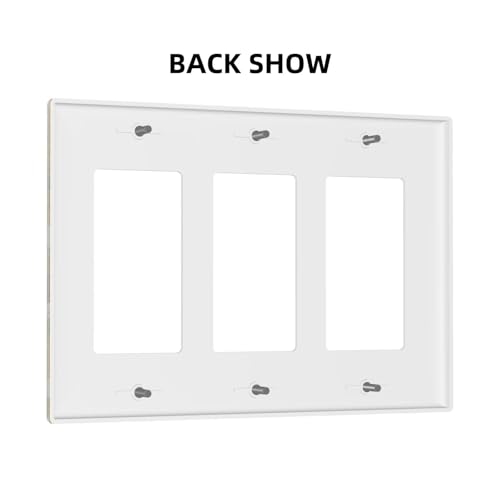 Decorative Outlet Covers Vintage White Flowers Birds on Golden Background 3 Gang Outlet Cover Wall Plate Triple Rocker Light Switch Cover Plate Switch Plate Covers for Home Decor