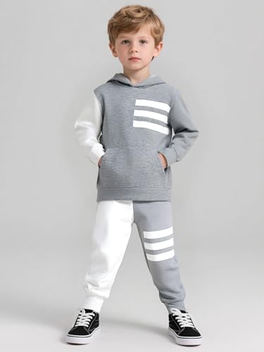 Size 2-6 Years Toddler Boys Clothes Color Blocking Hoodie and Casual Pants 2Pcs Kids Boys Fall Winter Outfits Set3