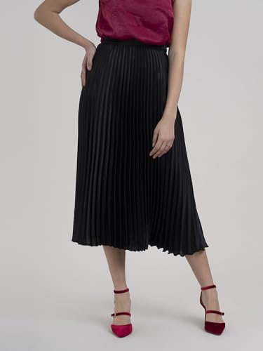 Image of FableStreet Women Skirt Casual & Festive | Elegant Flared Fit High Rise Knife Pleats All-Over Floral Print | Wrinkle-Resistant Woven Fabric for Summer & Outings