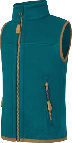 normani Kinder Fleeceweste Ärmellose Weste Strickweste Atmungsaktives Outdoor Oberteil mit Stehkragen und Seitentaschen Farbe Petrol Größe 170-176
