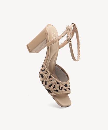 Women's Square Toe Heeled Sandals - Chunky High Heels with Adjustable Ankle Strap Design, Comfort Dress Shoes for Wedding, Party, Evening2