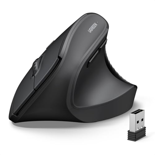 UGREEN Ergonomic Wireless Mouse, Bluetooth 5.4&2.4GHz Dual Modes Computer Mouse, 12-Month Battery, 4 Adjustable DPI 4000/2000/1600/1000, Silent 6-Buttons, for Windows/macOS/Android, Laptop/PC, etc.