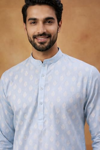 Image of Amazon Brand - Tavasya Men Floral Printed for Regular Fit Kurtas | Ethnic Wear | Festive | Cotton Blend | Knee Length