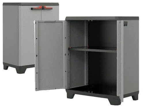 Armoire verrouillable basse en résine 1 étagère et 2 portes Basic Keter