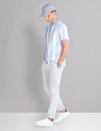 Image of AD by Arvind Blue Vertical Stripe Real Deal Polo Shirt