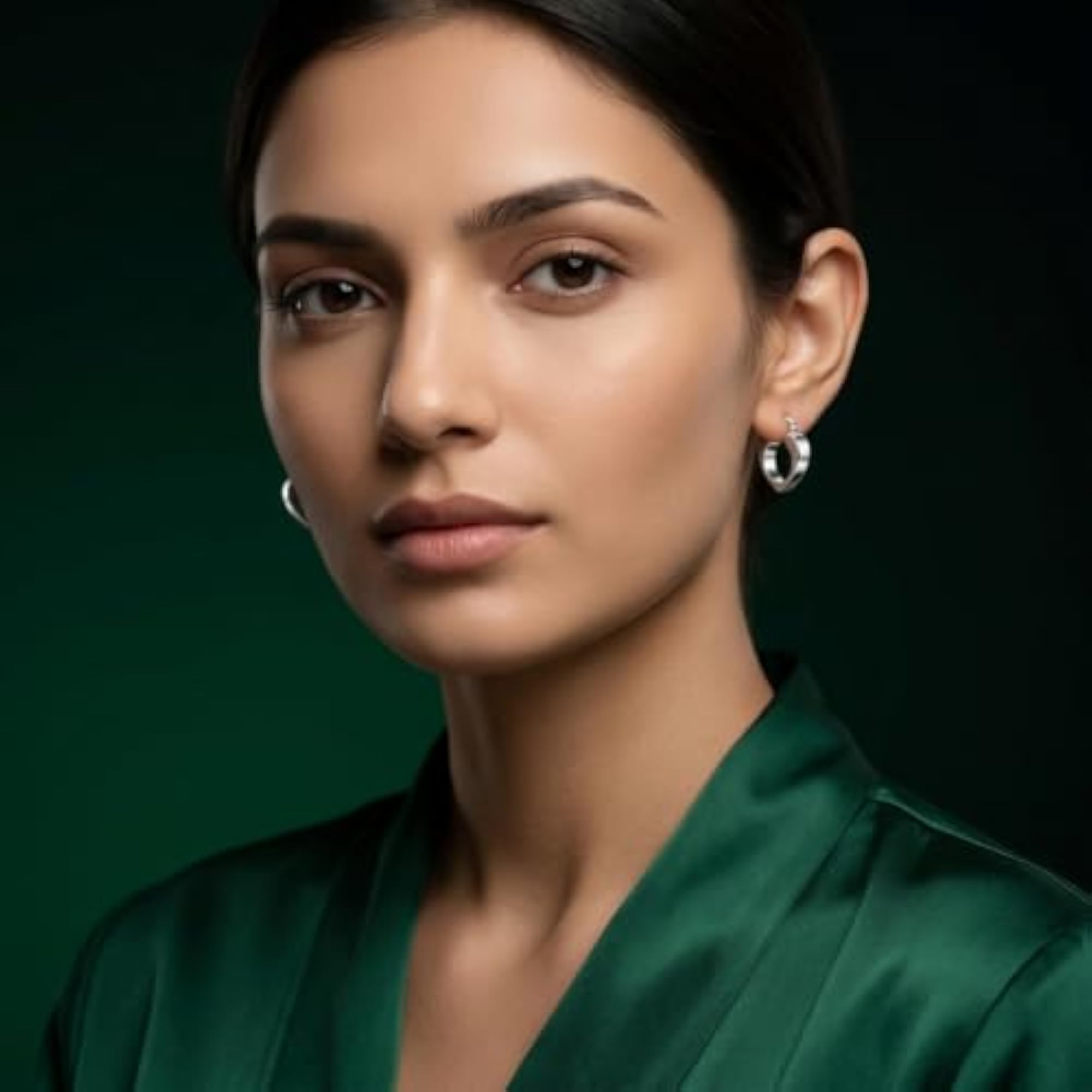 Women's Silver Heart Hoop Earrings, Everyday Wear