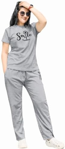 Bhagwati Silk Mill Women Night Suit Co-ord Set – Mario-Rib Stylish T-Shirt & Pant | 2-Piece Sleepwear for Ladies | Soft Breathable, Sizes M L XL XXL Gray