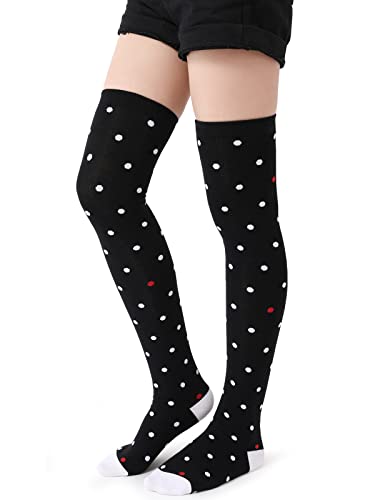 PLIKSUVER Calcetines Hasta la Rodilla para Mujer Calcetines Altos Muslo Caliente Algodón Sobre la Rodilla Muslo Calcetines Casual Deportivos Calcetines Largos (Punto Blanco) Cover