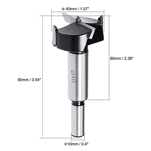 TA-VIGOR 40mm Forstner Drill Bit, Tungsten Carbide Wood Hole Saw Auger Opener for Woodworking Hinge Hole Drilling Boring Bit Cutter - Image 2