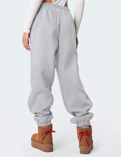 Women's Fleece Lined Sweatpants High Waist Drawstring Sweat Pants Baggy Athletic Pants with Pockets2