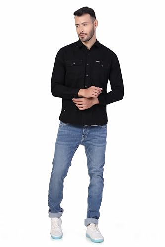 Image of Men's Cotton Twill Utility Shirt | Full Sleeve Button-Down Casual Shirt | Dual Chest Pockets | Comfortable Regular Fit | Everyday Wear