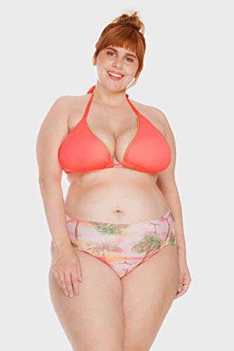 Sunkini Laterais Franzidas Plus Size Rosê