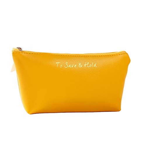 Preisvergleich Produktbild jingyuu 1 Stück PU Wasserdicht Waschbeutel Kosmetische Aufbewahrungstasche Kosmetiktasche Für die Aufbewahrung von Kosmetika, Kleinigkeiten, Reisen 23 * 6 * 11cm (Gelb)