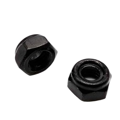 M2 M2.5 M3 M3.5 M4 M5 M6 M8 M10 M12 M14 M16 304 Stainless Steel Black Hex Nylon Insert Lock Nut Self-Locking Locknut(Black Carbon Steel,100pcs M2.5)