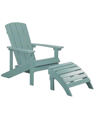 Beliani Moderner Muskoka Gartenstuhl Kunstholz Türkis mit Hocker Armlehnen Adirondack