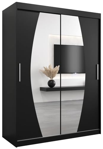 ABIKSMEBLE Armoire Elypse avec Porte Coulissante et Miroir - Dressing pour Chambre Adulte - Penderie Vêtement - Garde-Robe - Placard - Closet