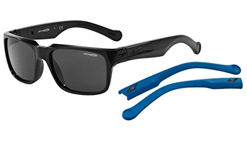 ARNETTE D-Street AN4211-02 Sunglasses, Plastic/Gloss Black/Fuzzy Blue Frame 55mm