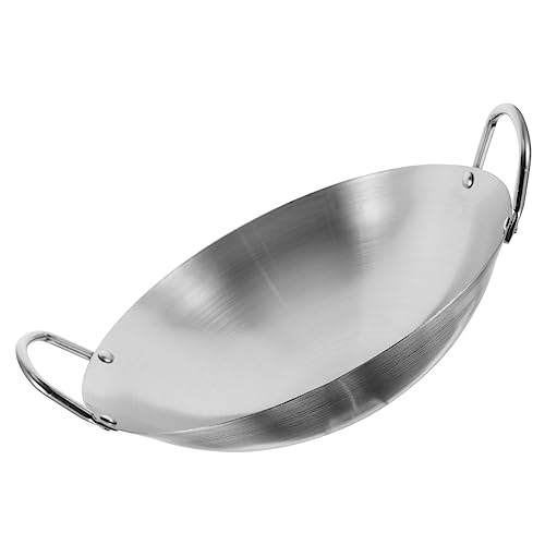 Wok de acero inoxidable con doble asa y fondo redondo miniatura 1