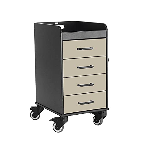 Black Compact Cart with Almond Beige Drawers