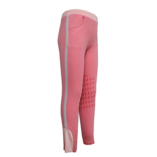 HR Farm Kid's Lovely Knee Patch Silicone Breeches Horse Riding Pull On Equestrian Pants (Pink, 6 Years)