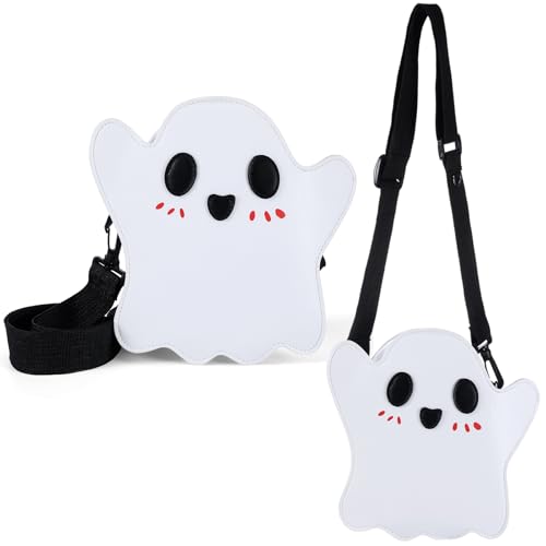 Halloween Purse Novelty Ghost Crossbody Bag for Women Men Cute Ghost Purse Shoulder Satchel Holiday Party Gift Candy Bag Funny Halloween Accessories