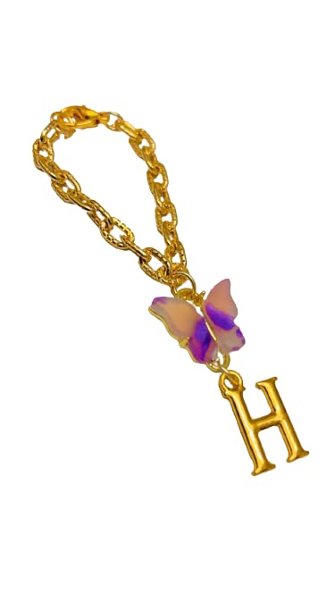 Morel Sturdy Rose Gold Watch Charm of Pink and Purple Butterfly and H Initial Diamond Alphabet Pendant, Watch Charm, Watch Accessories, Giftable for Wife, Sister or Friends Pack of 1 (B0B1P9PLWN) Amazon Price History, Amazon Price Tracker