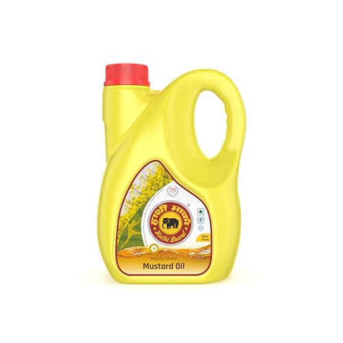 Image of Elephant Brand Hathi Marka Kacchi Ghani Mustard Oil - Ideal for cooking food, pickles, massages Jar (2 Ltr)