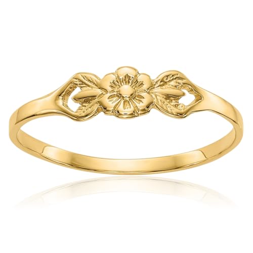 IceCarats 14K Solid Yellow Gold Flower Ring